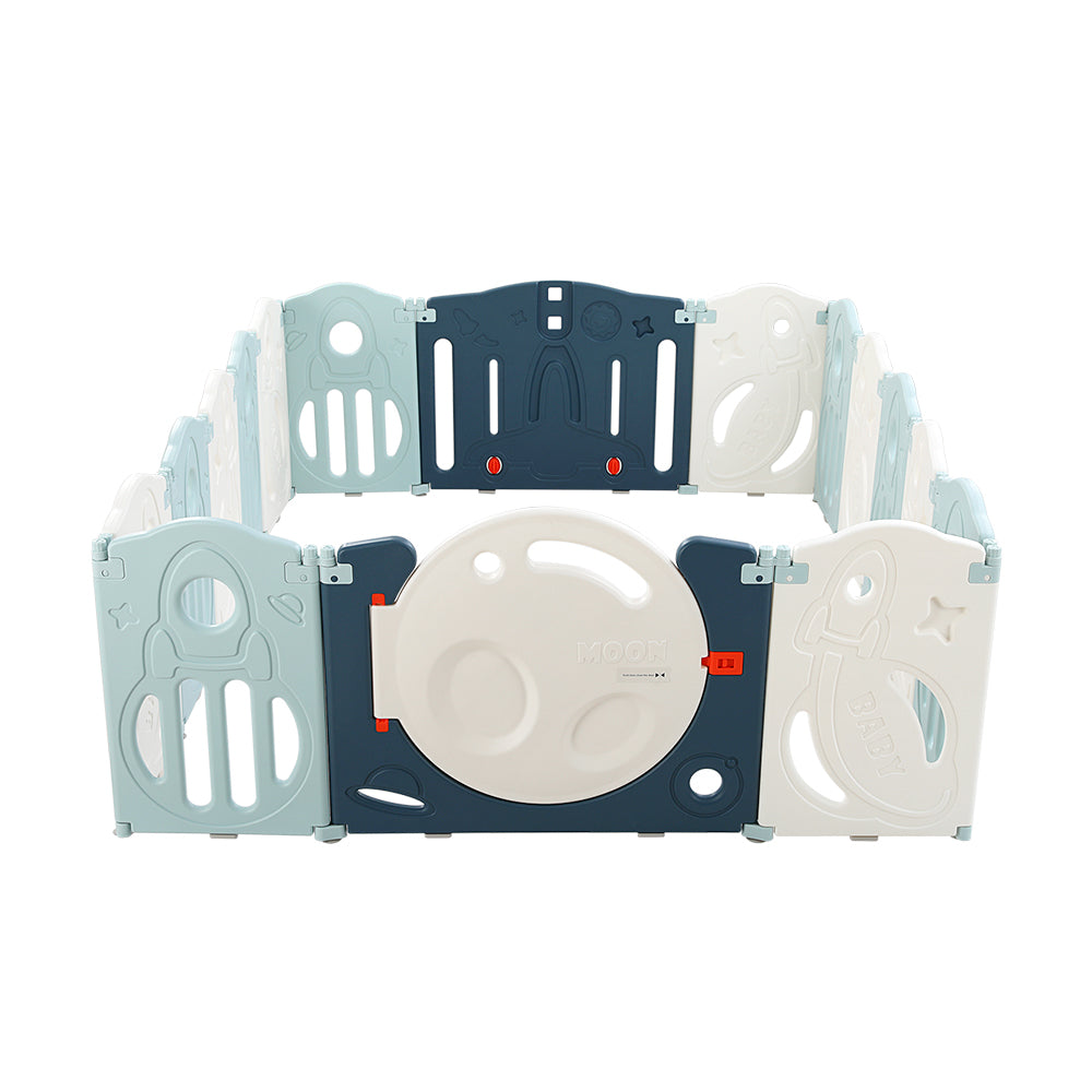 Keezi Baby Playpen 16 Panels Foldable Toddler Fence Safety Play Activity Barrier BP-B-2032-16P-BL