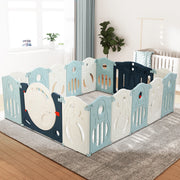 Keezi Baby Playpen 16 Panels Foldable Toddler Fence Safety Play Activity Barrier BP-B-2032-16P-BL