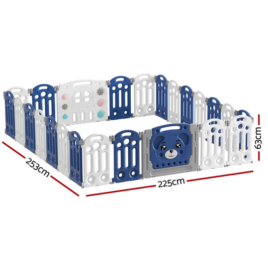 Keezi Kids Baby Playpen 24 Panels Safety Gate Toddler Fence Barrier Play Game BP-C-2622-BL