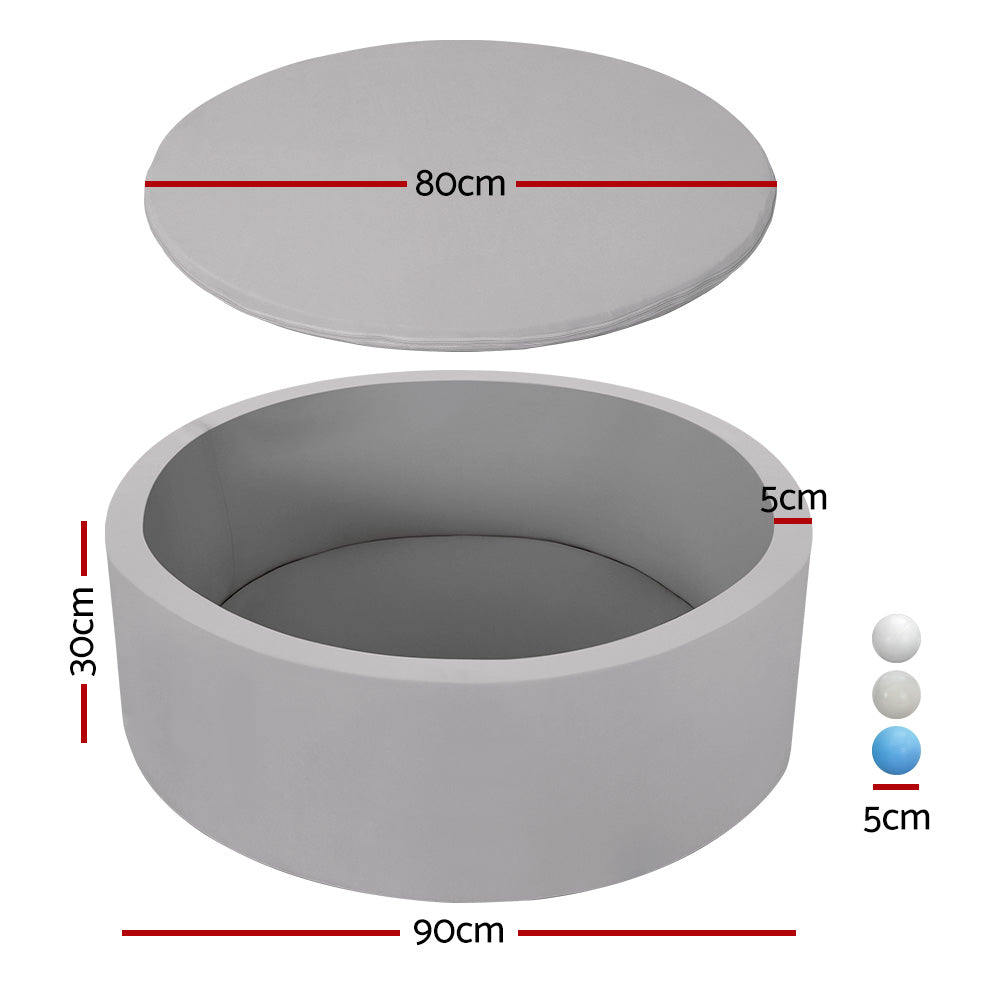 Keezi Kids Ball Pit 90x30cm Ocean Foam Play Pool Barrier Toys Children Grey BPOOL-A-7033-GR
