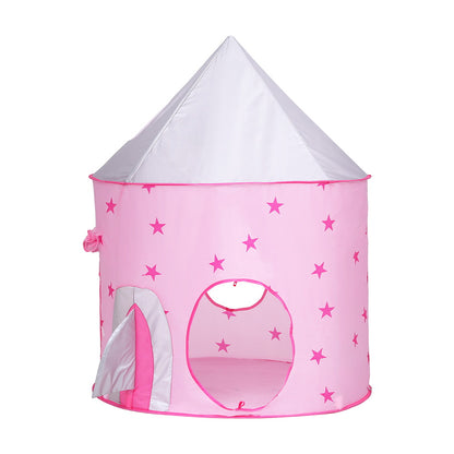 Keezi Kids Playhouse Play Tent Pop Up Castle Crawl Tunnel Basketball Hoop Pink BPOOL-B-135-PK