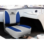Seamanship 2X Folding Boat Seats Marine Swivel Low Back 13cm Padding Grey Blue BS-86202-GB-40