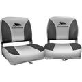 Seamanship 2X Folding Boat Seats Marine Swivel Low Back 13cm Padding Charcoal BS-86202-GC-40