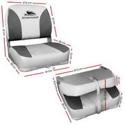 Seamanship 2X Folding Boat Seats Marine Swivel Low Back 13cm Padding Charcoal BS-86202-GC-40
