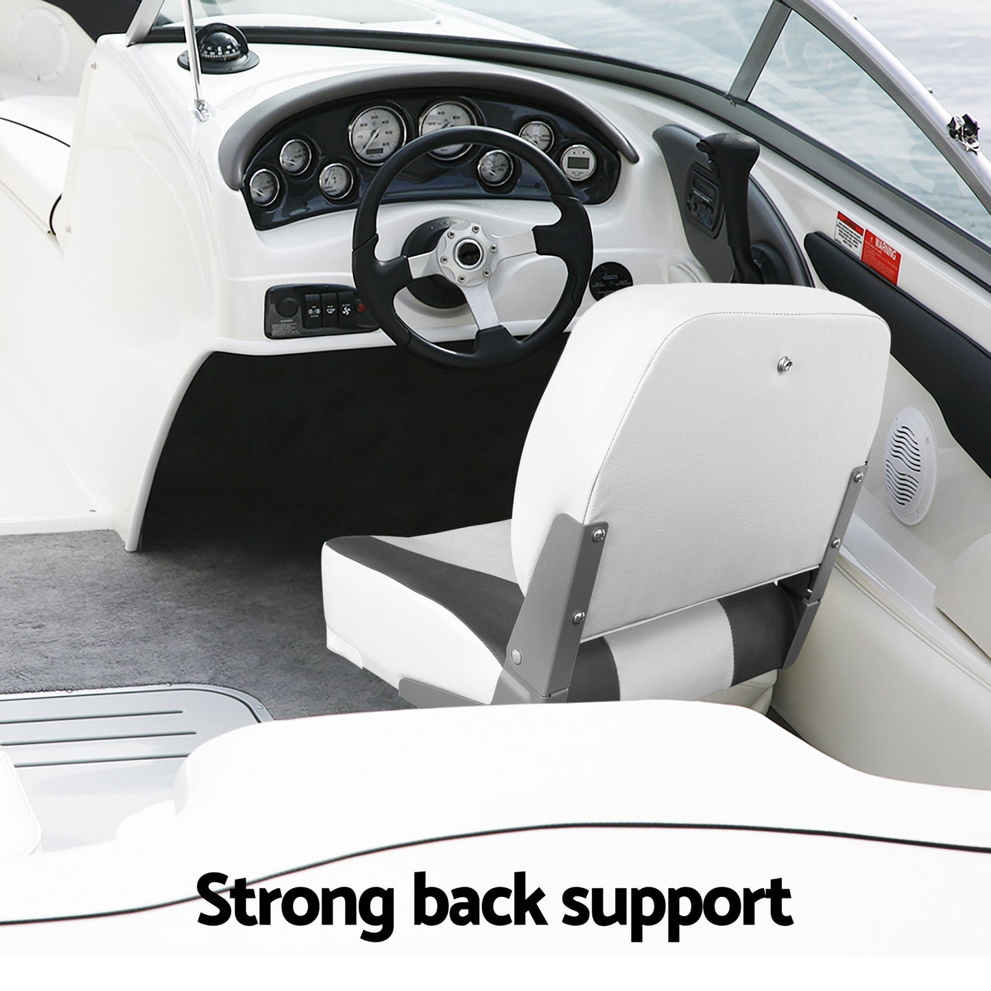 Seamanship 2X Folding Boat Seats with 2X Adjustable Pedestals 55-75cm Marine Swivel Low Back 13cm Padding BS-86202-GC-40-5575X2