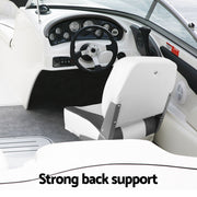 Seamanship 2X Folding Boat Seats with 2X Adjustable Pedestals 55–75cm Marine Swivel Low Back 13cm Padding Charcoal