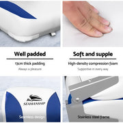 Seamanship 2X Folding Boat Seats Marine Swivel Low Back 13cm Padding White Blue BS-86202-WB-40