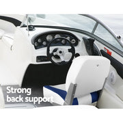 Seamanship 2X Folding Boat Seats Marine Swivel Low Back 13cm Padding White Blue BS-86202-WB-40
