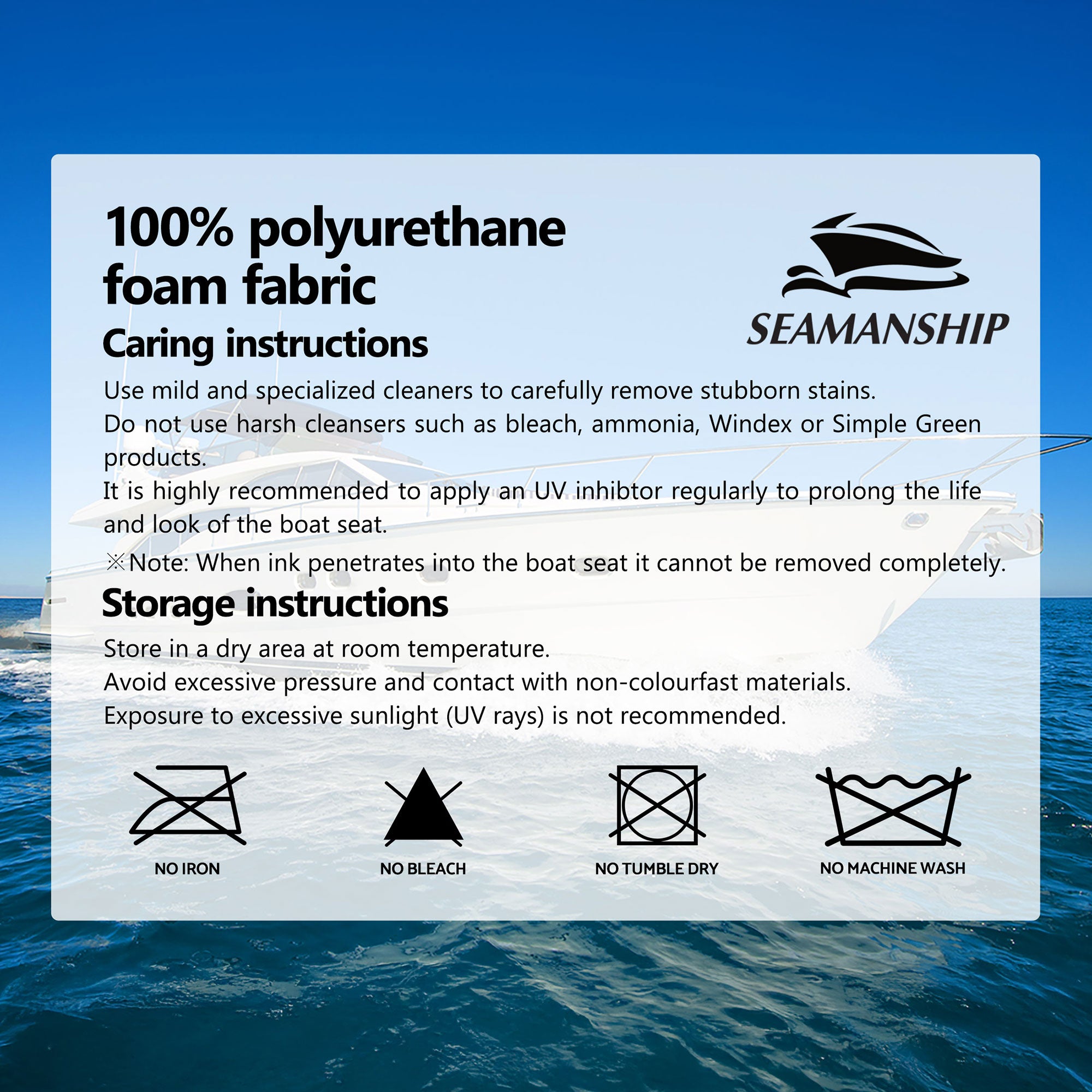 Seamanship 2X Folding Boat Seats with 2X Adjustable Pedestals 55–75cm Marine Swivel Low Back 13cm Padding White Blue