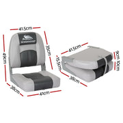 Seamanship 2X Folding Boat Seats Marine Swivel Low Back 10cm Padding Charcoal BS-86520-5-CG
