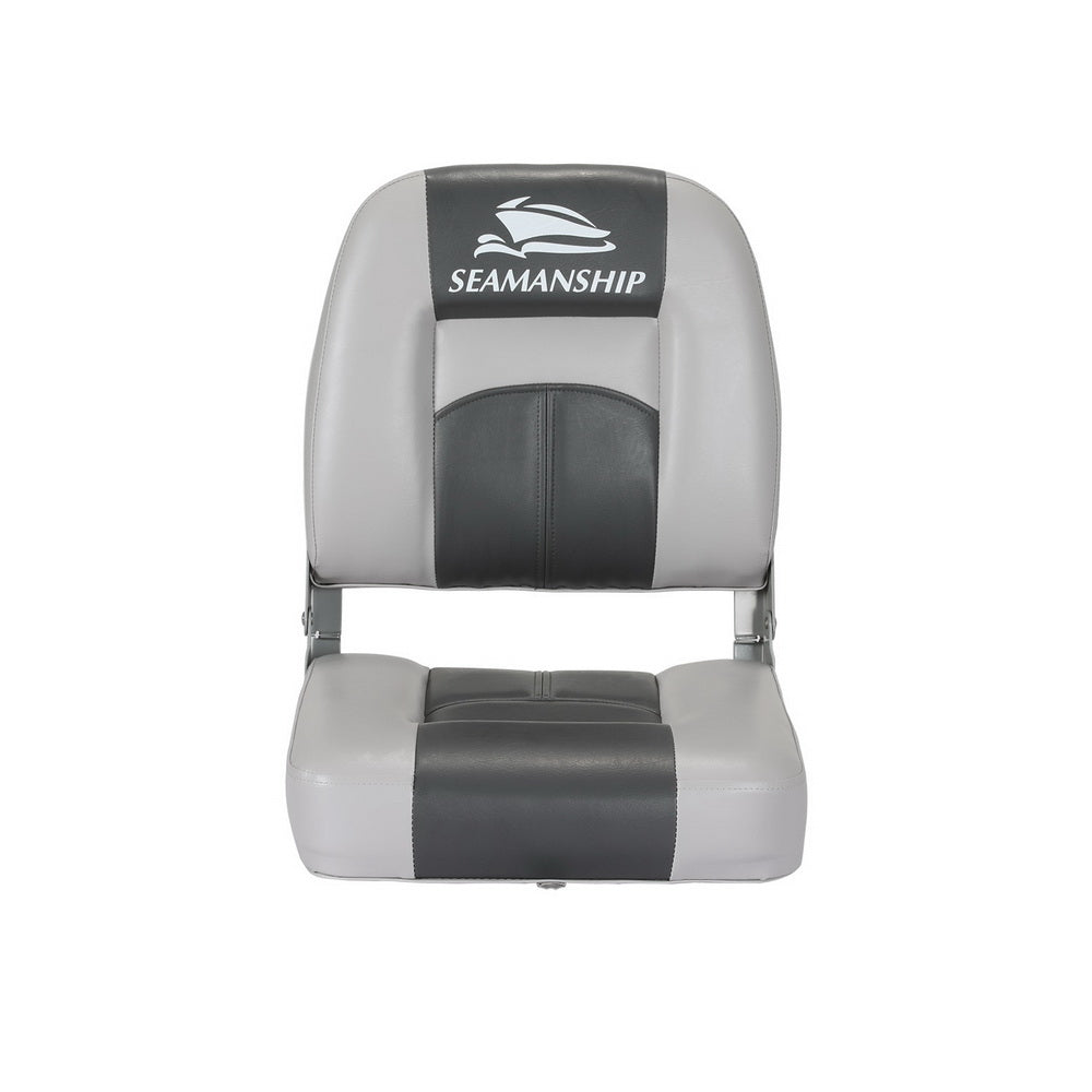 Seamanship 2X Folding Boat Seats Marine Swivel Low Back 10cm Padding Charcoal BS-86520-5-CG