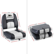 Seamanship 2X Folding Boat Seats Marine Seat Swivel Low Back 10cm Padding Grey BS-86520-5-GR