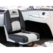 Seamanship 2X Folding Boat Seats Marine Seat Swivel Low Back 10cm Padding Grey BS-86520-5-GR