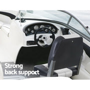 Seamanship 2X Folding Boat Seats Marine Seat Swivel Low Back 10cm Padding Grey BS-86520-5-GR