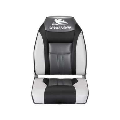 Seamanship 2X Folding Boat Seats Marine Seat Swivel High Back 12cm Padding Black BS-86522-BK