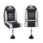 Seamanship 2X Folding Boat Seats with 2X Adjustable Pedestals 34-46cm Marine Seat Swivel High Back 12cm BS-86522-BK-3446X2