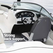 Seamanship 2X Folding Boat Seats with 2X Adjustable Pedestals 34–46cm Marine Seat Swivel High Back 12cm Padding Black