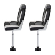 Seamanship 2X Folding Boat Seats with 2X Adjustable Pedestals 55–75cm Marine Seat Swivel High Back 12cm Padding Black