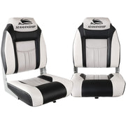 Seamanship 2X Folding Boat Seats Marine Seat Swivel High Back 12cm Padding Grey BS-86522-GR
