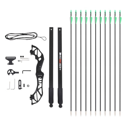 Everfit 55lbs Bow Arrow Set Recurve Takedown Archery Hunting for Beginner Green BS-AD55-GN