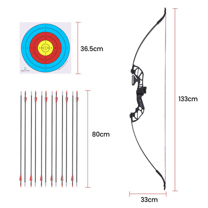 Everfit 55lbs Bow Arrow Set Recurve Takedown Archery Hunting for Beginner Red BS-AD55-RD
