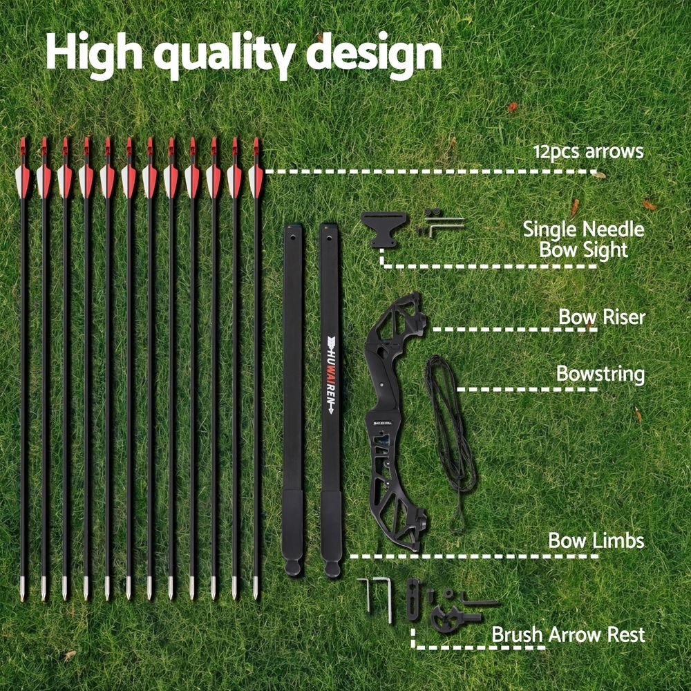 Everfit 55lbs Bow Arrow Set Recurve Takedown Archery Hunting for Beginner Red BS-AD55-RD