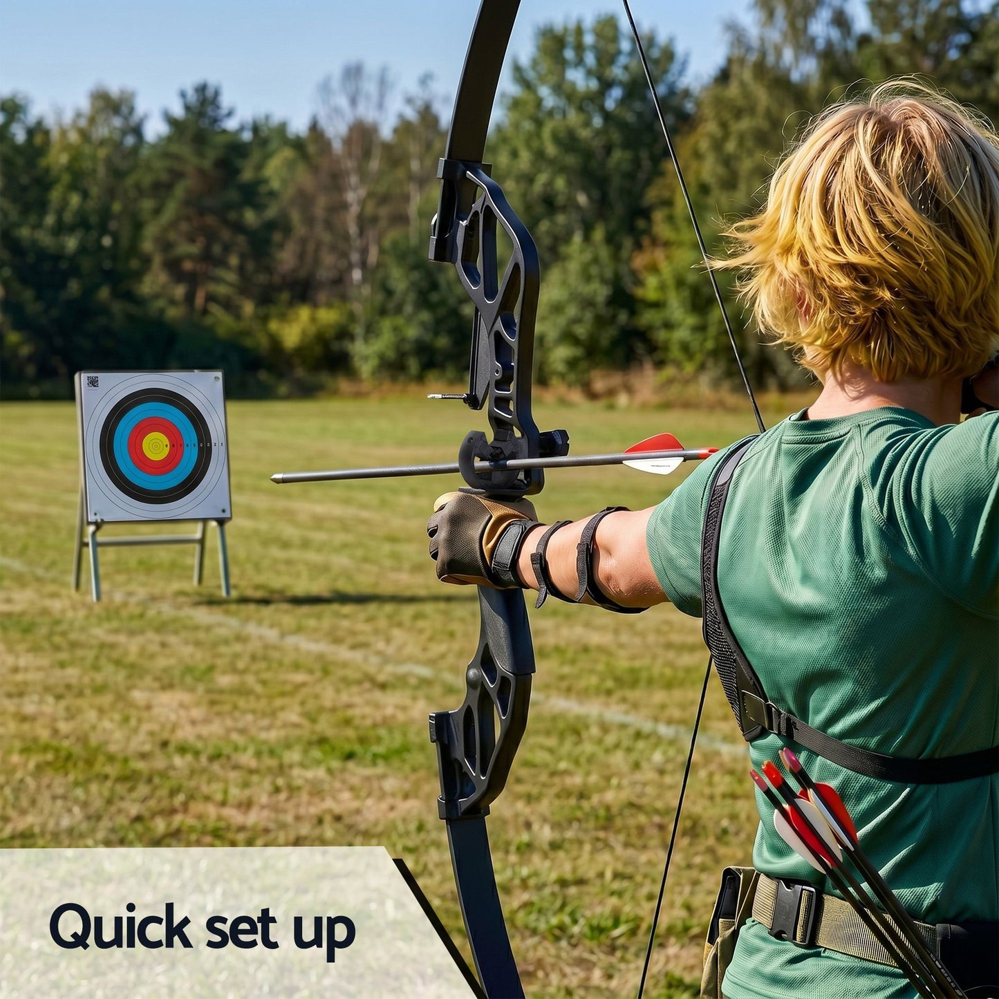 Everfit 55lbs Bow Arrow Set Recurve Takedown Archery Hunting for Beginner Red BS-AD55-RD