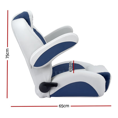 Seamanship Reclining Captain Boat Seat 90 degrees-155 degrees Recline, 19cm Thick Cushion BS-B-ARMREST-BL