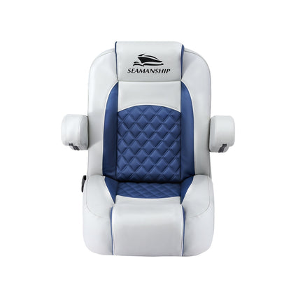 Seamanship Reclining Captain Boat Seat 90 degrees-155 degrees Recline, 19cm Thick Cushion BS-B-ARMREST-BL