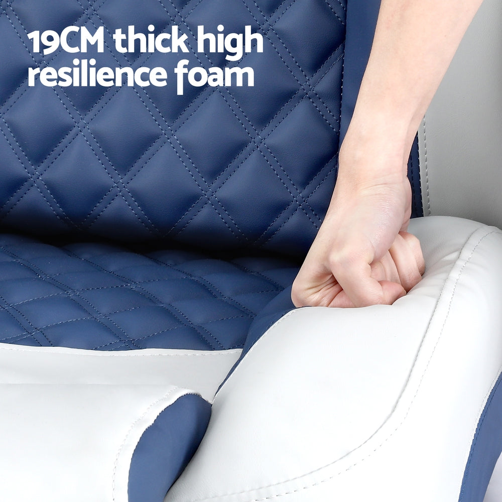 Seamanship Reclining Captain Boat Seat 90 degrees-155 degrees Recline, 19cm Thick Cushion BS-B-ARMREST-BL