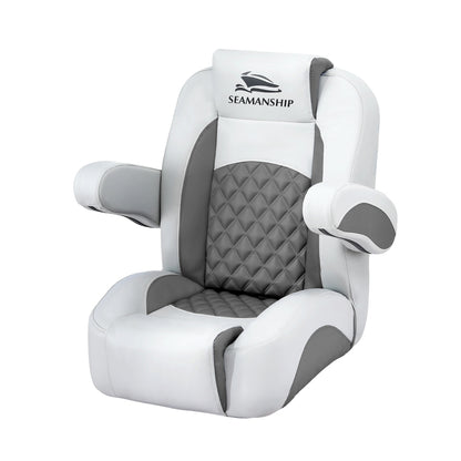 Seamanship Reclining Captain Boat Seat 90 degrees-155 degrees Recline, 19cm Thick Cushion BS-B-ARMREST-GR