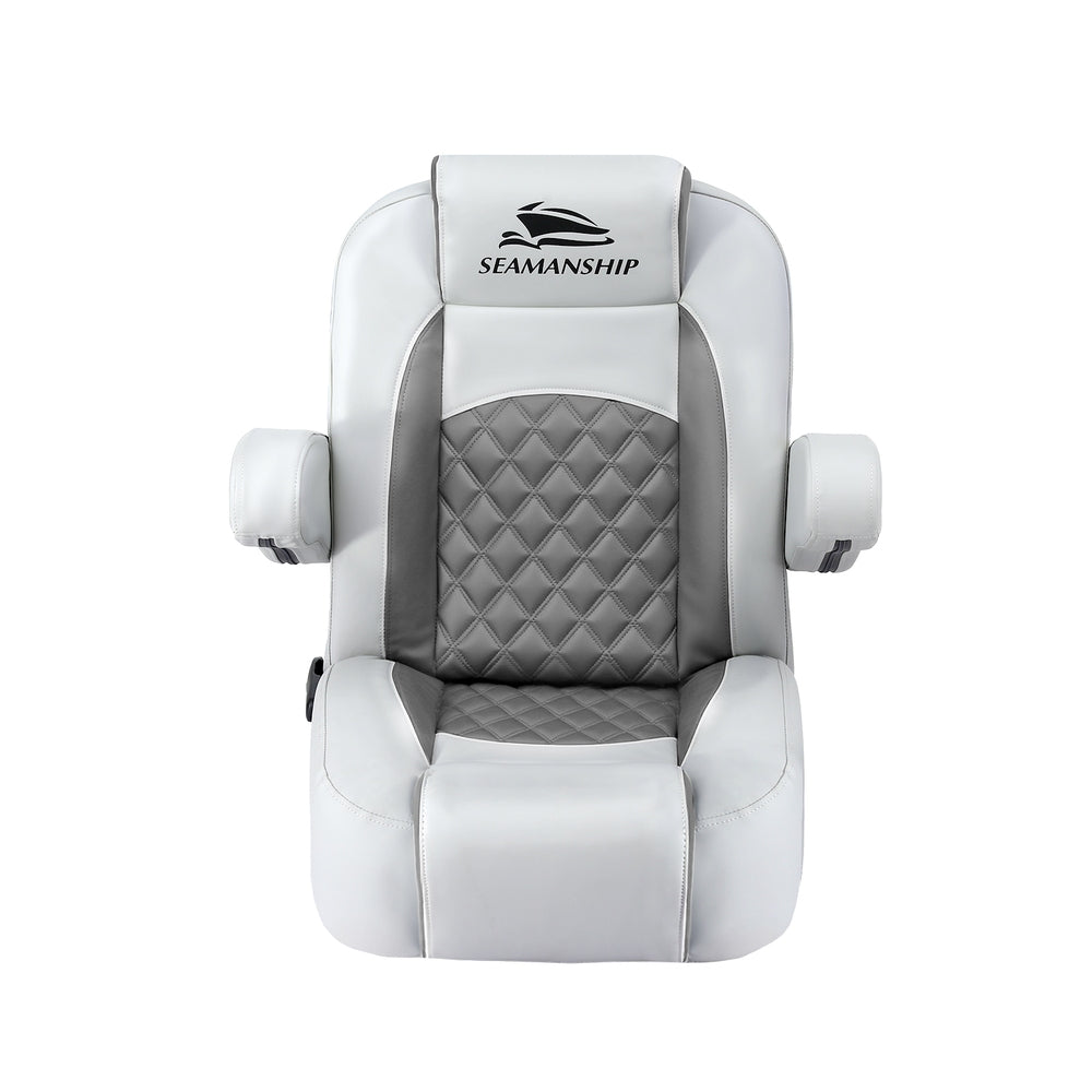 Seamanship Reclining Captain Boat Seat 90 degrees-155 degrees Recline, 19cm Thick Cushion BS-B-ARMREST-GR