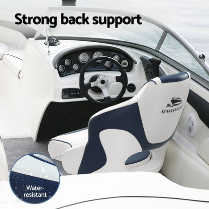 Seamanship Captain Bucket Boat Seats Flip Up Bolster Swivel 15cm Padding Blue BS-B-HELM-BOLSTER-WB-60