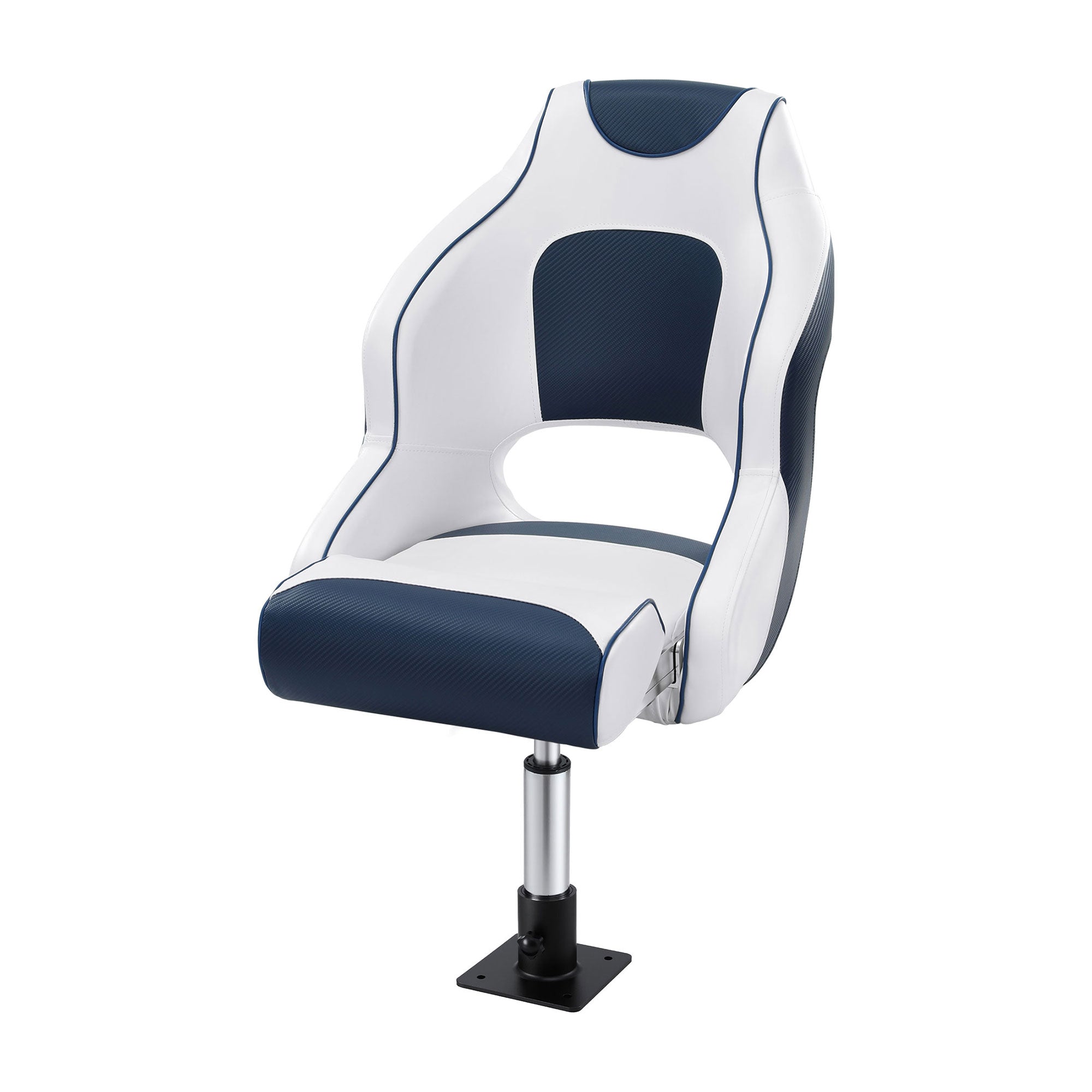 Seamanship Captain Bucket Boat Seats Flip Up Bolster Swivel 15cm Padding with Adjustable Pedestals 34-46cm BS-B-HELM-WB-60-3446X1