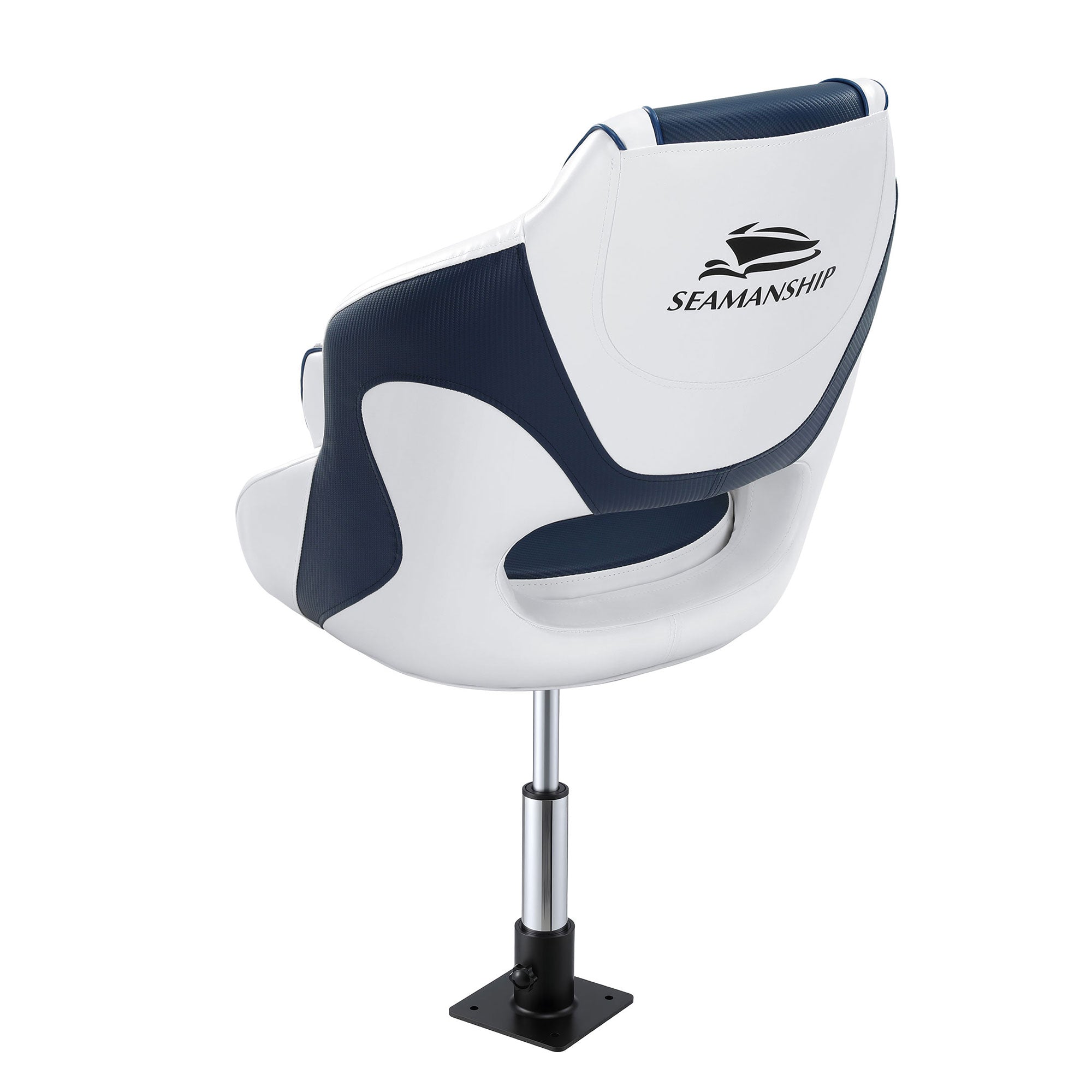 Seamanship Captain Bucket Boat Seats Flip Up Bolster Swivel 15cm Padding with Adjustable Pedestals 34-46cm BS-B-HELM-WB-60-3446X1