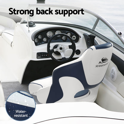Seamanship Captain Bucket Boat Seats Flip Up Bolster Swivel 15cm Padding with Adjustable Pedestals 34-46cm BS-B-HELM-WB-60-3446X1