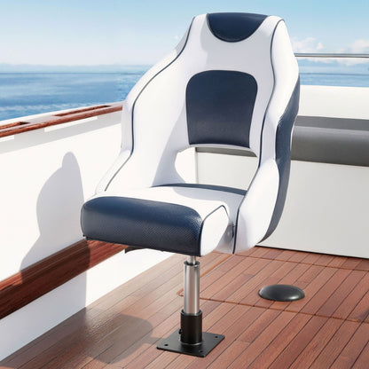 Seamanship Captain Bucket Boat Seats Flip Up Bolster Swivel 15cm Padding with Adjustable Pedestals 34-46cm BS-B-HELM-WB-60-3446X1