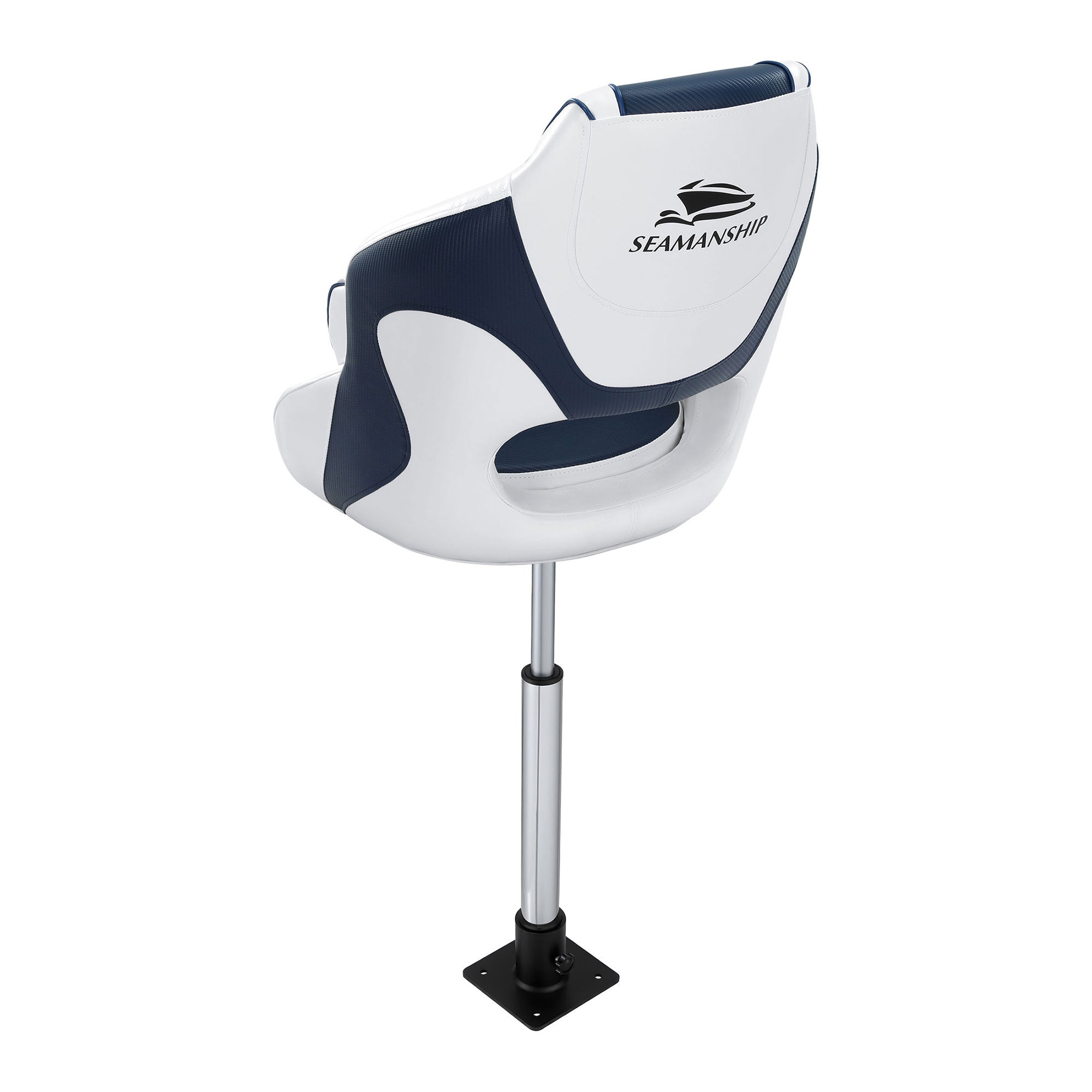 Seamanship Captain Bucket Boat Seats Flip Up Bolster Swivel 15cm Padding with Adjustable Pedestals 55-75cm BS-B-HELM-WB-60-5575