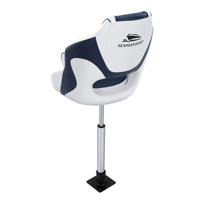 Seamanship Captain Bucket Boat Seats Flip Up Bolster Swivel 15cm Padding with Adjustable Pedestals 55-75cm BS-B-HELM-WB-60-5575