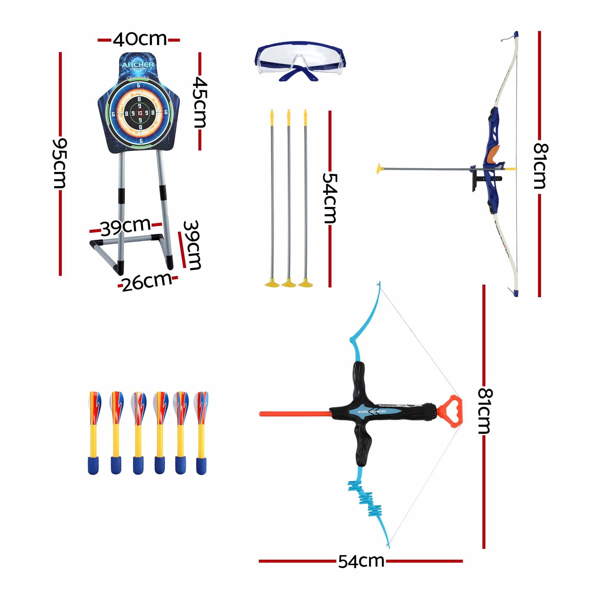 Keezi Kids Bow and Arrow Set Toy Archery Standing Target Suction Cup Arrows BS-KD-8195-SET-BU