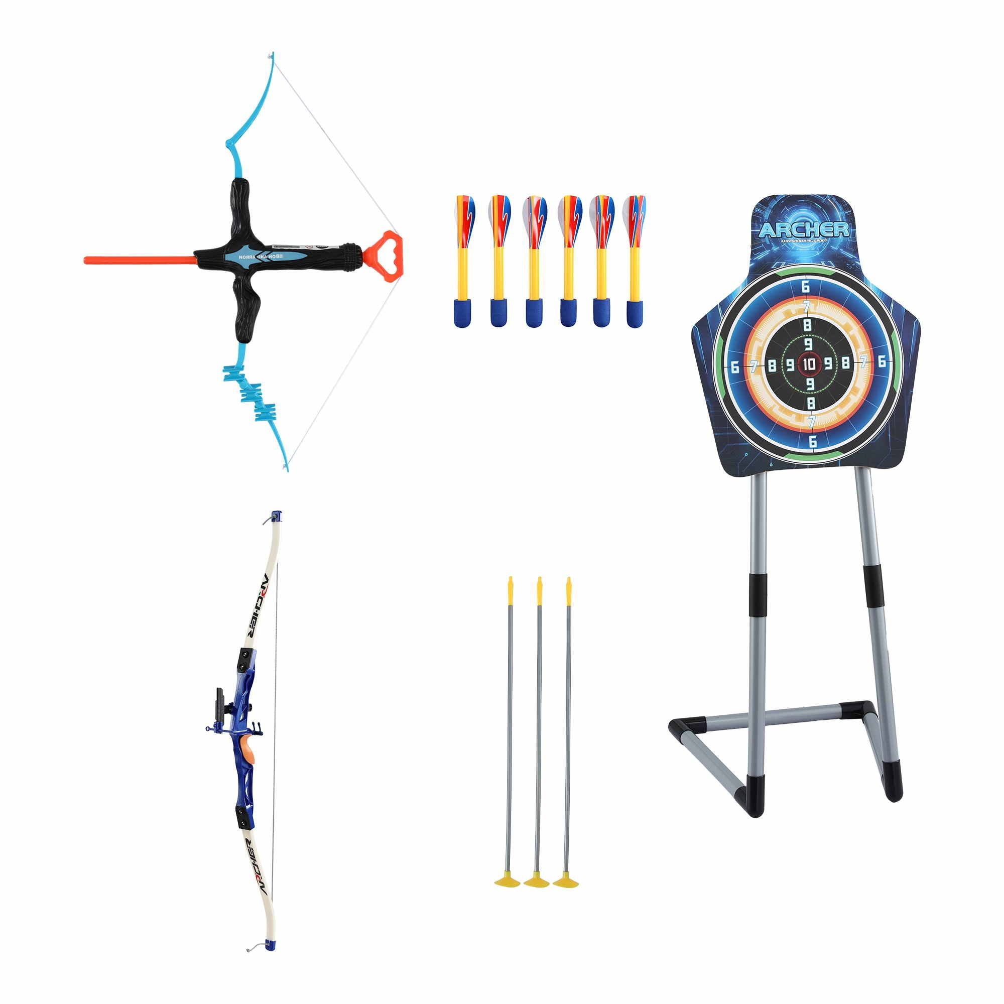 Keezi Kids Bow and Arrow Set Toy Archery Standing Target Suction Cup Arrows BS-KD-8195-SET-BU