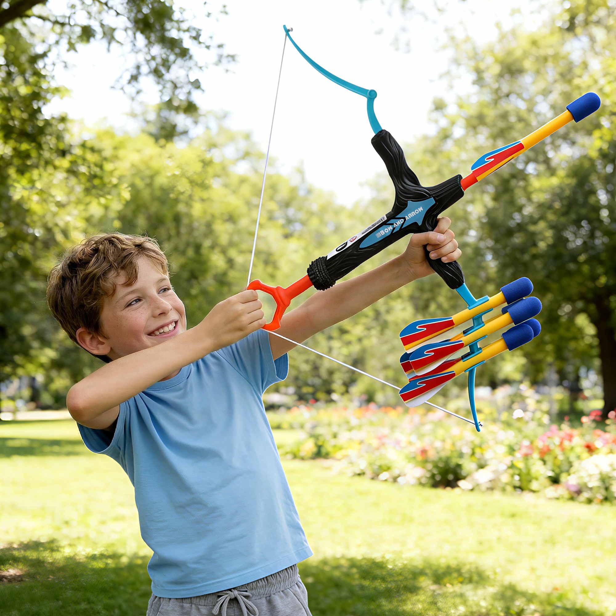 Keezi Kids Bow and Arrow Set Outdoor Sport Game Archery Toys 6 Arrows Children Gifts BS-KD-81CM-BU