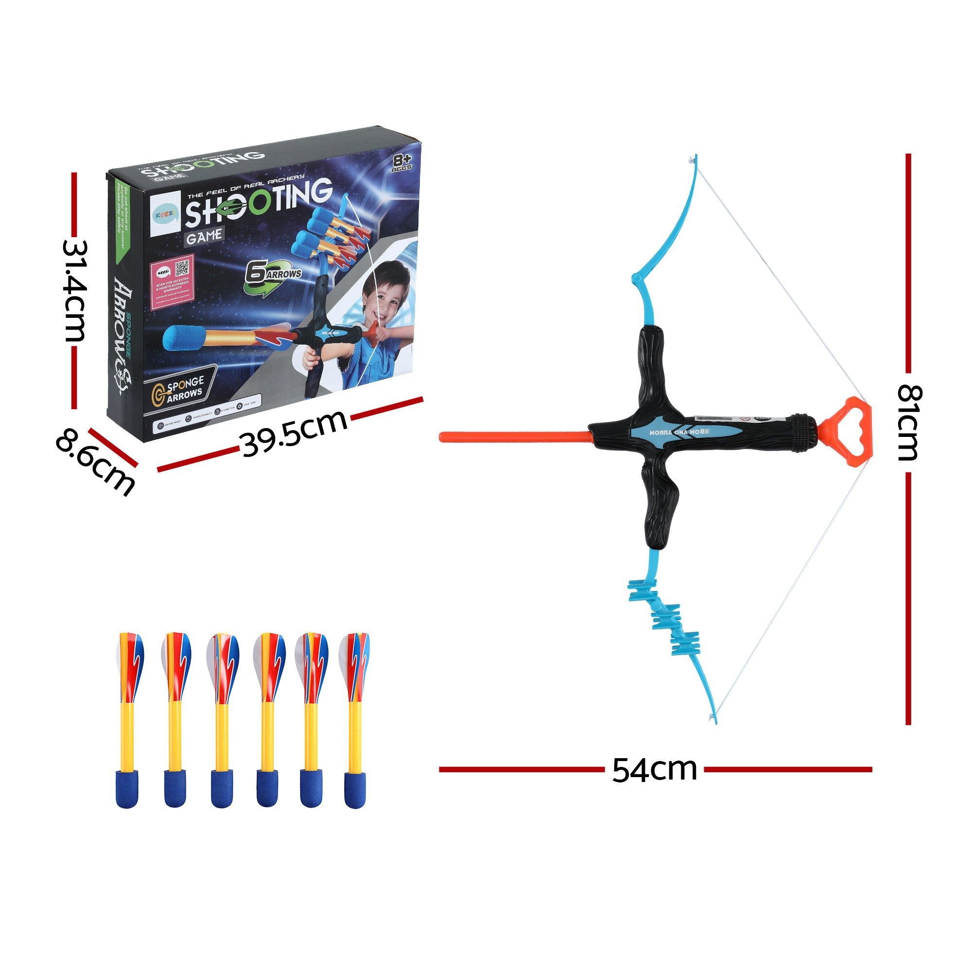 Keezi Kids Bow and Arrow Set Outdoor Sport Game Archery Toys 6 Arrows Children Gifts BS-KD-81CM-BU