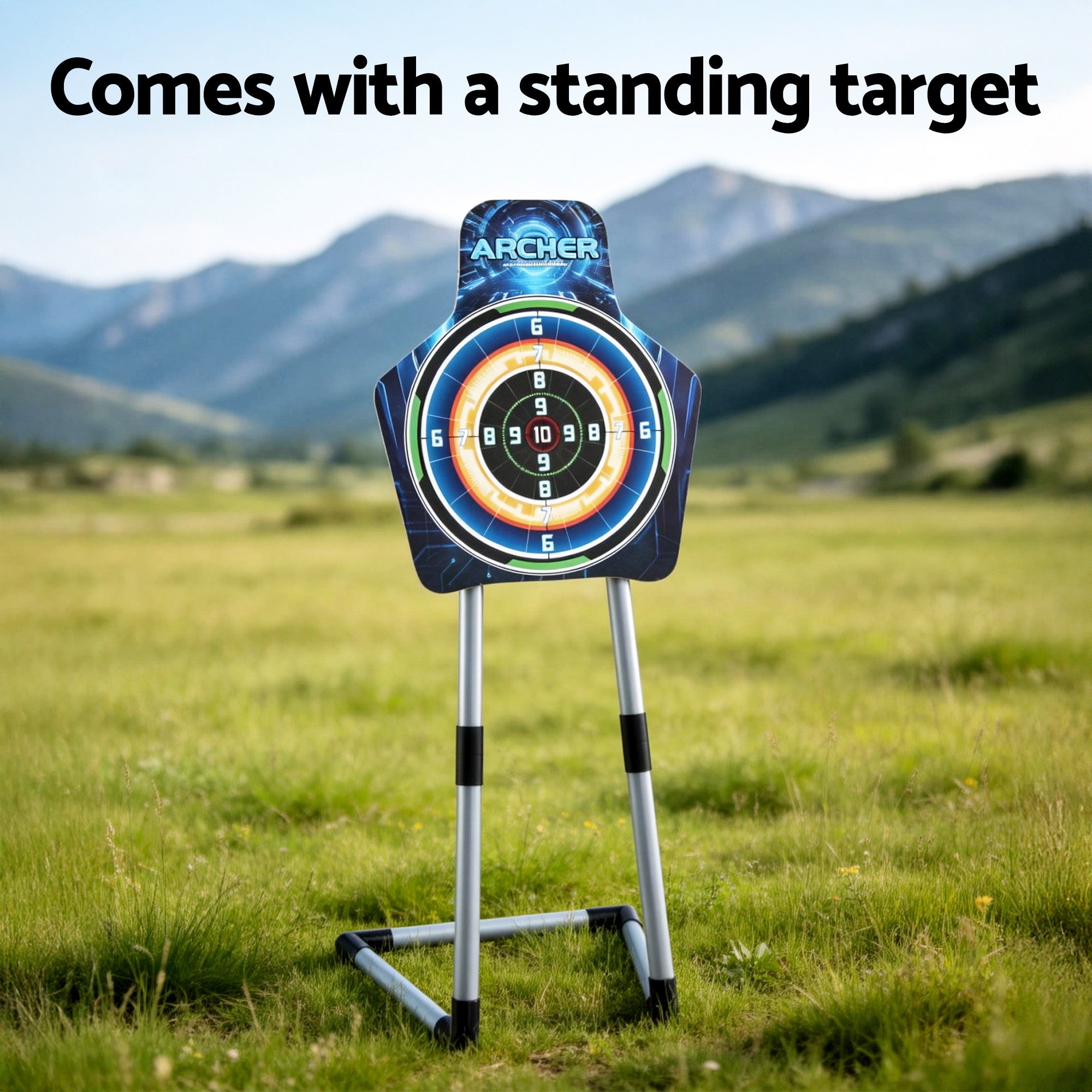 Keezi Kids Bow and Arrow Set Toy Archery Standing Target Suction Cup Arrows Goggles BS-KD-95CM-SET-BU