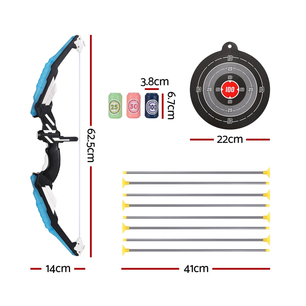 Keezi Kids Bow and Arrow Target Set Outdoor Sport Archery Toys Bottle LED Light BS-KD-BU
