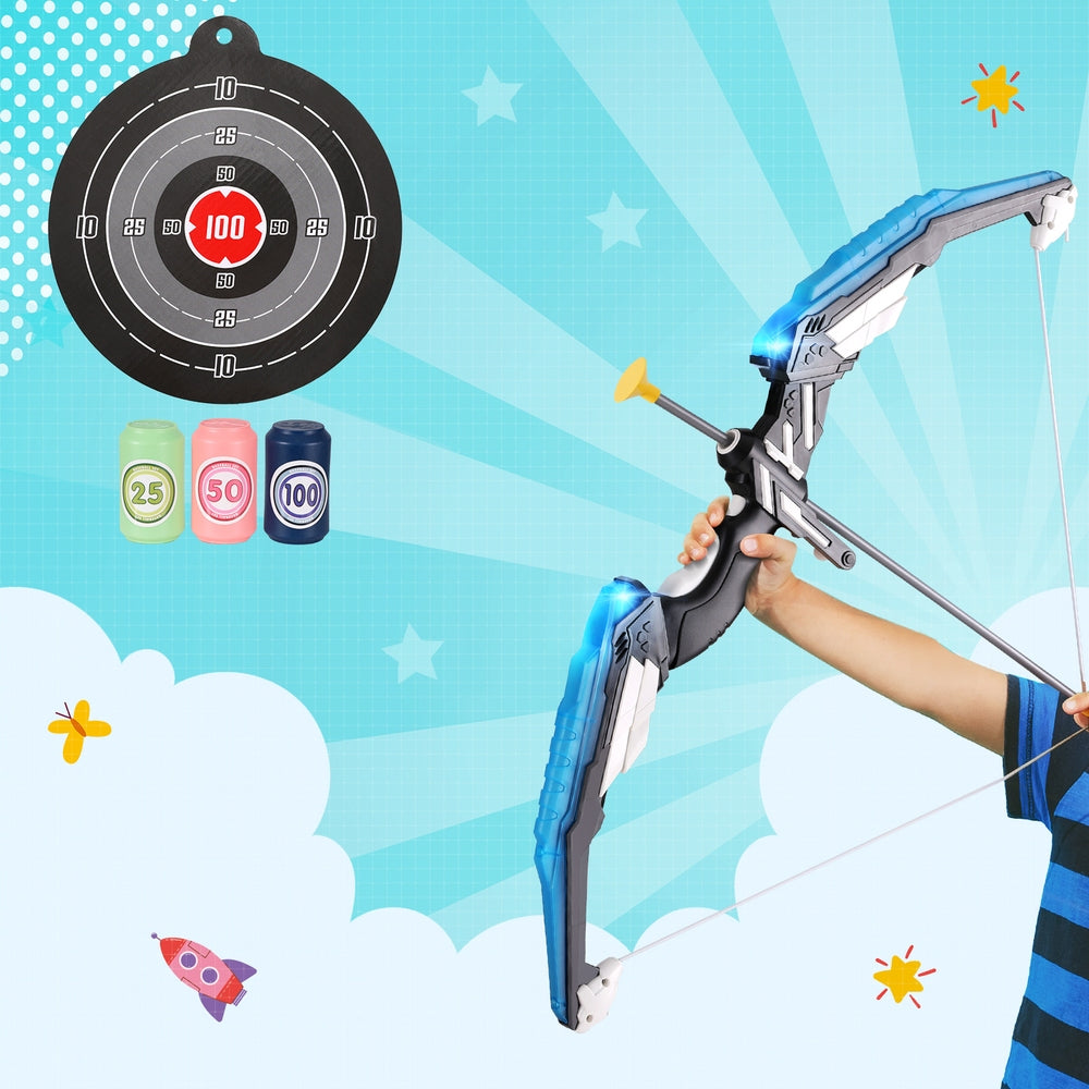 Keezi Kids Bow and Arrow Target Set Outdoor Sport Archery Toys Bottle LED Light BS-KD-BU