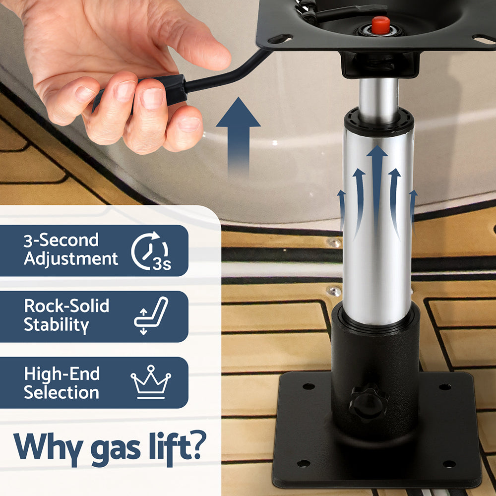 Seamanship Boat Seat Pedestal 34 - 46cm Adjustable Gas Lift 360 Degrees Swivel BS-PED-GL-3446-BK