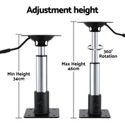 Seamanship Boat Seat Pedestal 34 - 46cm Adjustable Gas Lift 360 Degrees Swivel BS-PED-GL-3446-BK