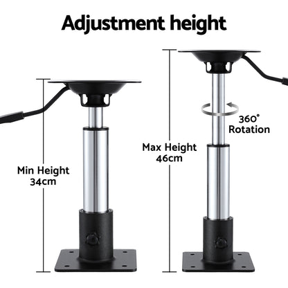 Seamanship Boat Seat Pedestal 34 - 46cm Adjustable Gas Lift 360 Degrees Swivel BS-PED-GL-3446-BK