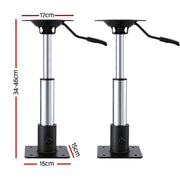 Seamanship Boat Seat Pedestal 34-46cm Adjustable Gas Lift 360 Degrees Swivel 2 Pack BS-PED-GL-3446-BKX2